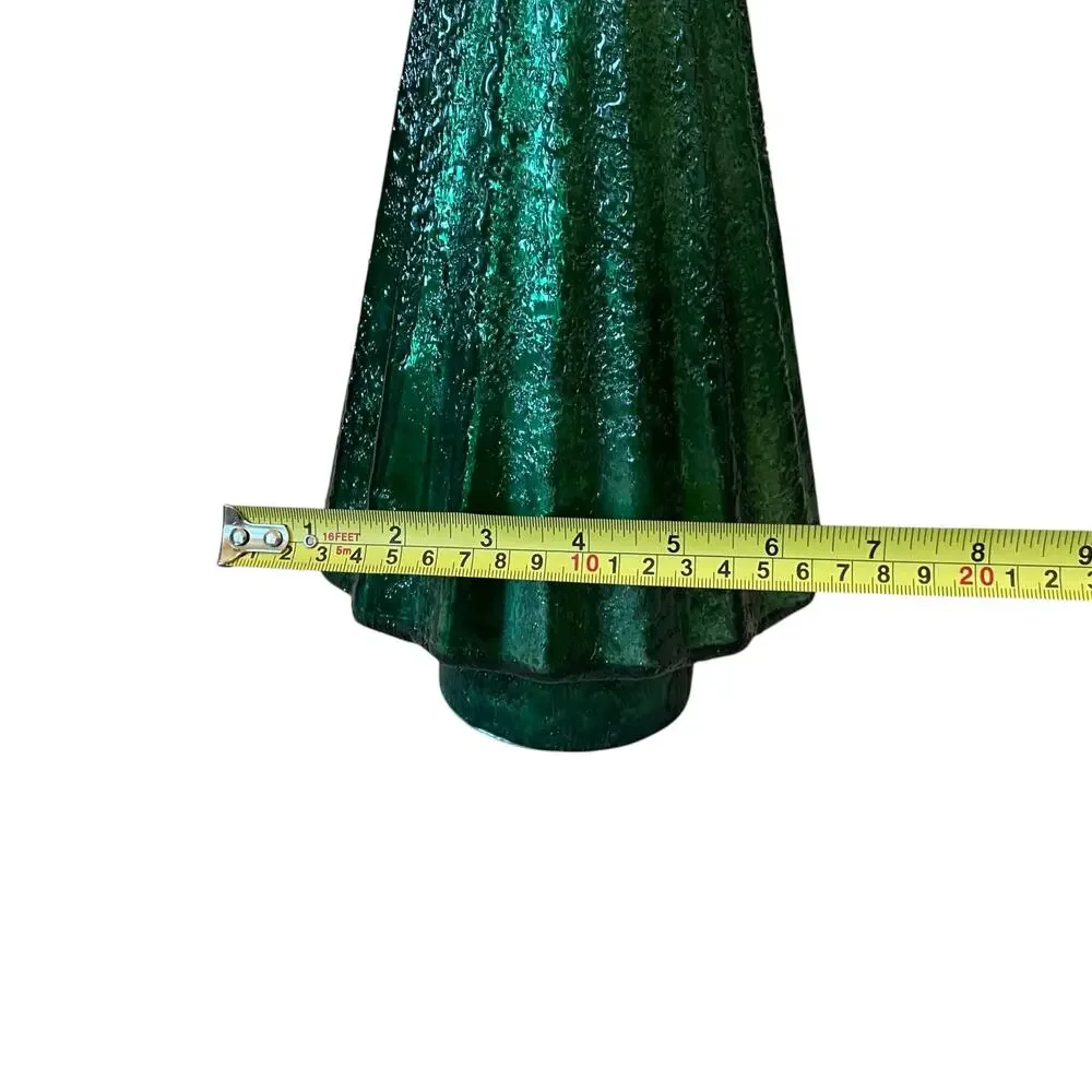 Illuminated Glass Christmas Tree 14.5in Iridescent GREEN Chic Holiday Decor New